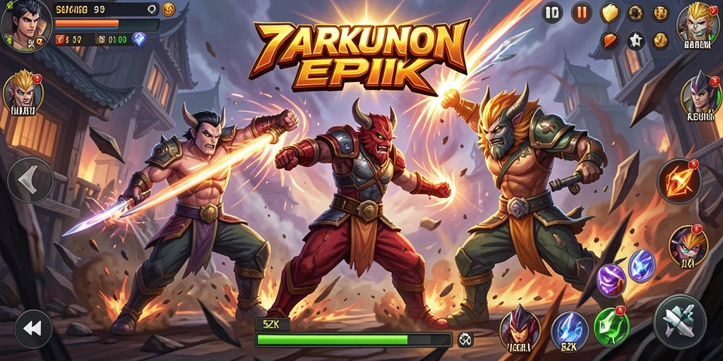Tangkapan layar dari gameplay 5ZK yang menampilkan pertarungan intens antar karakter.