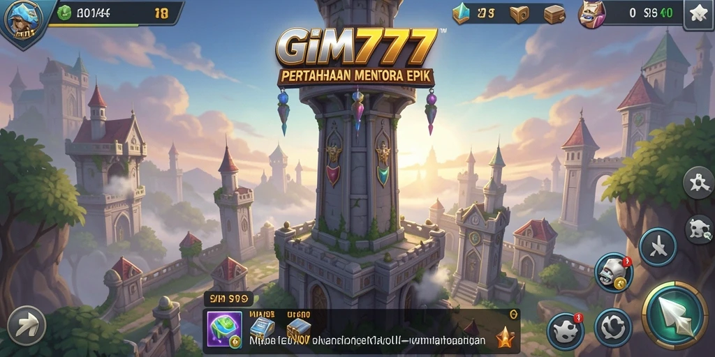 Tampilan gameplay menarik dari GIM777 dalam mode Tower Defense.