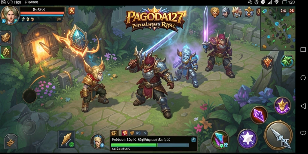 Screenshot gameplay RPG PAGODA127 yang menunjukkan aksi pertarungan yang seru.