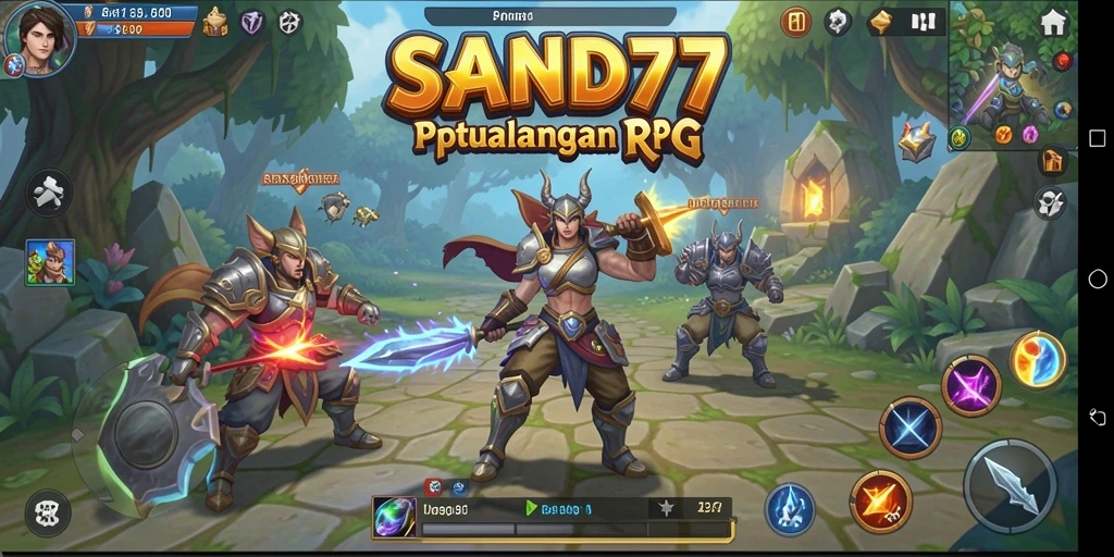 Tangkapan layar gameplay SAND77 menampilkan aksi pertempuran yang mendebarkan.