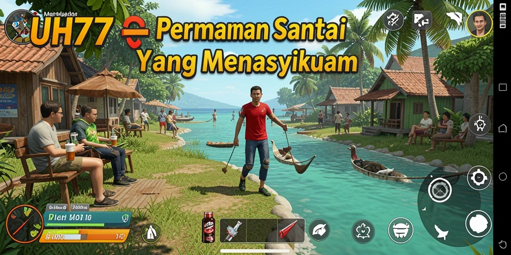 Tampilan gameplay UH77 yang menghibur dan penuh warna.