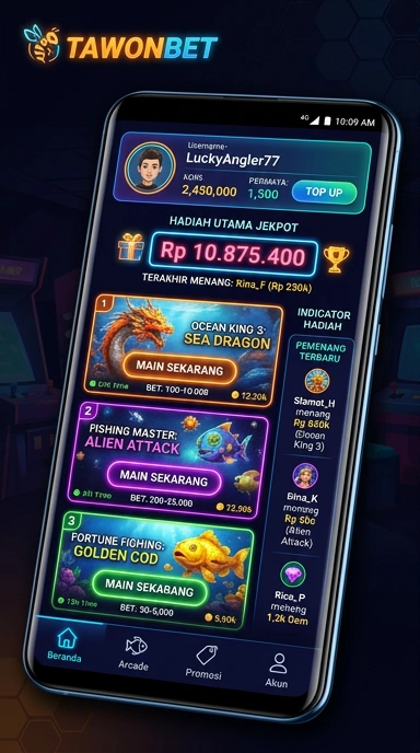 Tampilan utama aplikasi tawonbet yang sederhana dan modern.